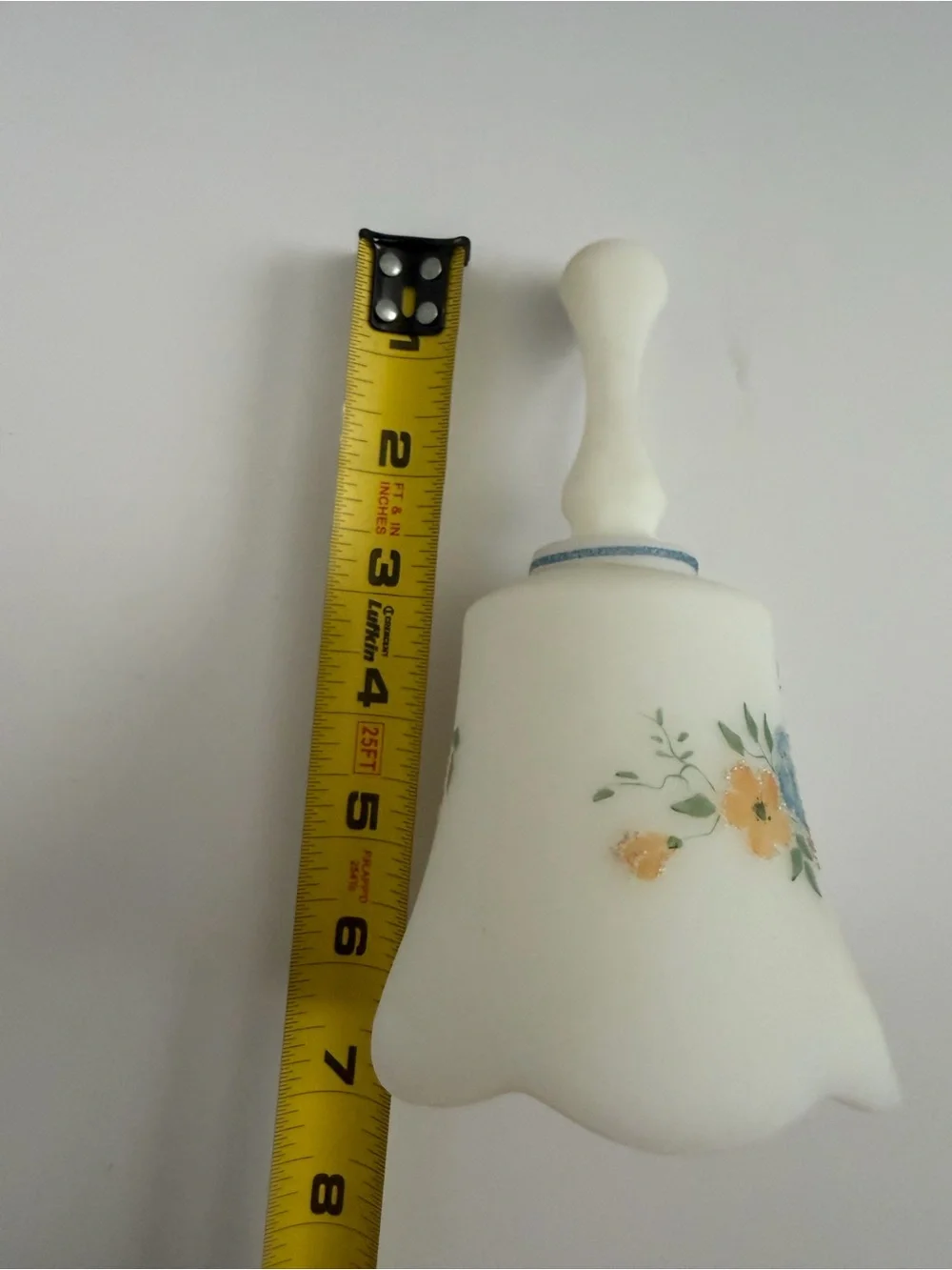 Fenton Hand Painted Vintage White Satin Art Glass Bell